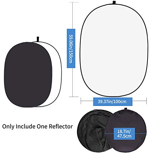 5 x 3.3ft (1.5mX1m) 2 in 1 Polyester Muslin Black and White Collapsible Backdrop, Small Pop Up Portable Reversible Photography Background with Carrying Bag - color: Black/White
