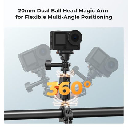 K&F CONCEPT Handlebar Bike Mount with 360° Dual Ball Head, Camera Clamp Mount Compatible with Hero 13/12/11/10, Osmo Action 6 5 4 Pro, 360 X5 X4 and Smartphones - style: Dual Ball Joints