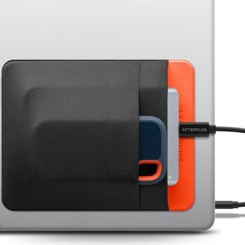 2-Pocket SSD & Hard Drive Holder for Laptop, Reusable Adhesive, Stick-On Pocket Sleeve for External Portable SSD, HDD, Cables and More (Large) - color: Black & Orange, size: Large (For 2.5" HDDs & SSDs)