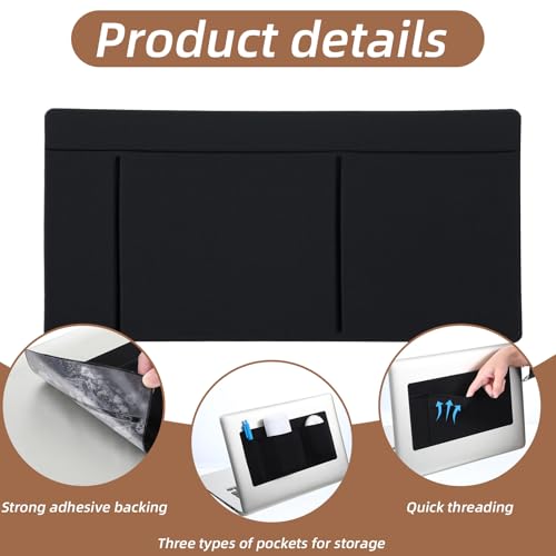 3-Pocket Adhesive Pouch for Laptop Mouse Holder for Laptop Stick on Portable Drive Sleeve Reusable Mouse Headset Storage Bag for SSD HDD USB Drive Cables Computer Accessories