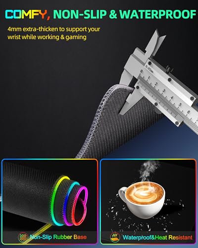 Wireless Charging Mouse Pad, RGB Gaming Desk Mat, 31.5"x15.7" Large XXL Desk Pad, 15 Lighting Modes, Ultra-Smooth Surface, Non-Slip Mouse Mat, Waterproof Computer Keyboard Pad for Desk, Office, Black - color: Black Rgb (Wireless Charging)