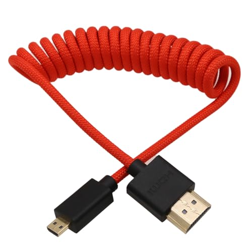 Micro HDMI 4K120 8K60 Raw Cable for ATOMOS Ninja V Ultra Shinobi, Sony ZV-E10 A7C A7R IV A6700, Canon R5C R100 R8 R6 M50 MKII, Nikon Fujifilm Sigma FP, Red Braided Coiled 30cm - color: Red, size: Straight HDMI