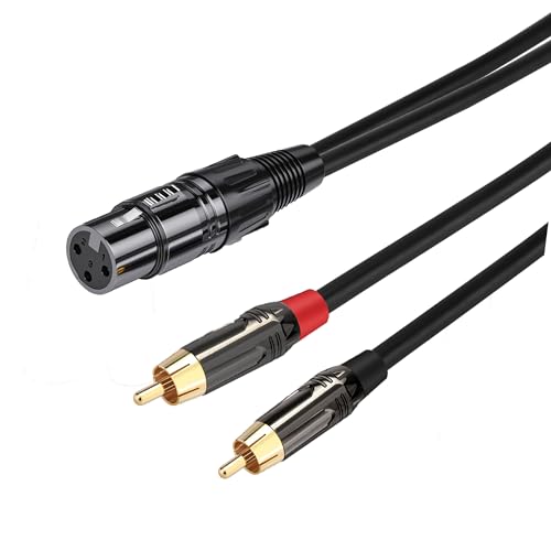 XLR to RCA Adapter Cable XLR Female to Dual RCA Male Audio Cable Connector (3FT) Black - color: XLR Female to 2-RCA Male Cable