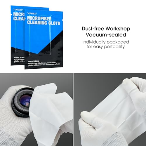 VSGO 4-in-1 Camera Cleaning Kit for Canon, Nikon, Sony DSLR Cameras, Air Blower, Lens Brush Pen, Microfiber Cloths (VS-A13E)