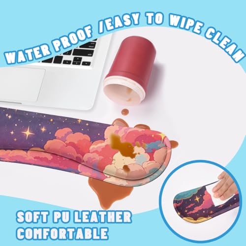 Dreamy Clouds Desk Mat Set Magical Star Night Large Mouse Pad with Wrist Rest 4in1 Desk Mat for Desktop Ergonomic Keyboard Wrist Support Anti-Slip Computer Ergonomic Mouse Pad Home Office Gaming - color: Dreamy Clouds
