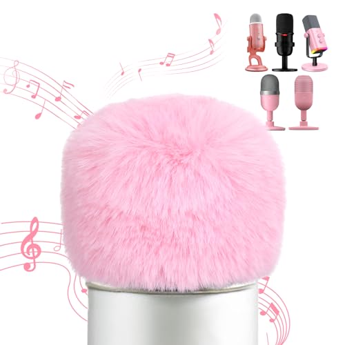 YOUSHARES Blue Yeti Pop Filter - Microphone Cover, Furry Wind Muff, Mic Windscreen for HyperX SoloCast | Yeti | Nano | Fifine AM8 | Razer Seiren / V3 Mini and More USB Mics, Pink - color: Pink