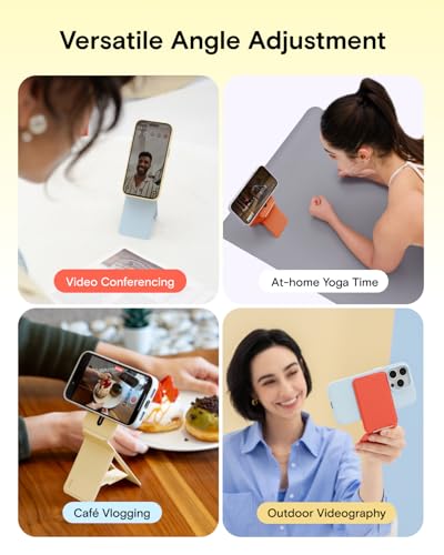 MOFT Phone Stand, Magnetic Phone Tripod Stand Stain-Resistant MOVAS Leather & Angle Adjustment & Strong Magnets Tripod for iPhone 17/16/15/14/13/12 (Included Metal Ring)-Sunset - color: Sunset, size: Without Card Slot