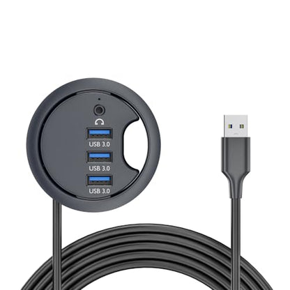 USB 3.0 Hub Sound Card 3 Port USB 60mm Desk Grommet Splitter Dock Station Headphone Mic Audio Interface for Desktop PC - style: Mic Audio+3-USB3.0