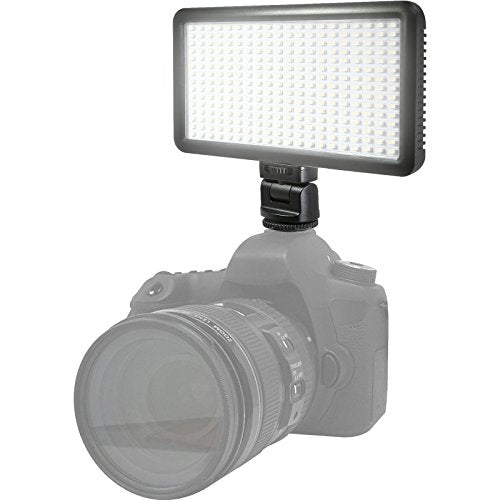Vidpro LED-300 Photo and Video Light Kit - On Camera Panel LED Light - Adjustable and Dimmable Light Fits Cameras Video Camcorders and DLSR w/Hot Shoe Includes Rechargeable Battery Diffuser and More - size: LED-300
