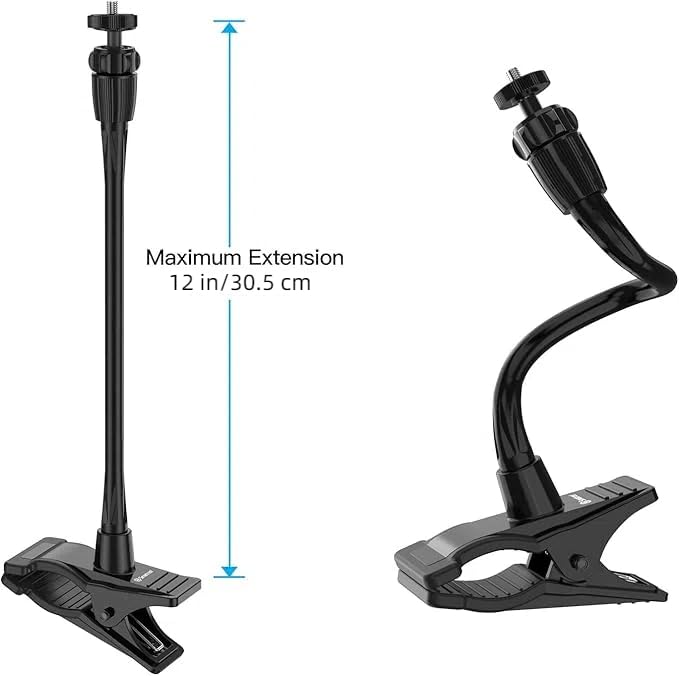 Smatree Flexible Jaws Flex Clamp Mount Gooseneck Extension Compatible for OSMO 360, Logitech Webcam C925e/C922x/C922/C930e/C930/C920x, NexiGo N60/Hello Cam,GoPro Hero 13/12/11/10/9/8/7/6