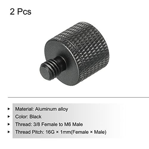 MECCANIXITY Mic Stand Adapter 3/8 Female x M6 Male Camera Screw Thread Adapter for Microphone Tripod Stand Black 2 Pack - size: M6