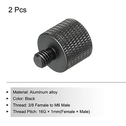 MECCANIXITY Mic Stand Adapter 3/8 Female x M6 Male Camera Screw Thread Adapter for Microphone Tripod Stand Black 2 Pack - size: M6