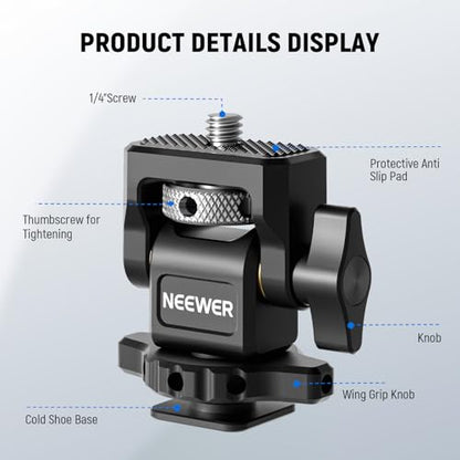 NEEWER Camera Monitor Mount with Cold Shoe, 1/4" Screw for 5" & 7" Field Monitor Compatible with Atomos Ninja V, 360° Swivel 180° Tilt Damping, MA002 - style: MA002 w/Cold Shoe