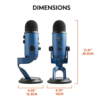 Logitech Creators Blue Yeti USB Microphone for PC, Mac, Gaming, Streaming, Podcasting, Studio and Computer Condenser Mic with Blue VO!CE Effects, 4 Pickup Patterns, Plug and Play - Midnight Blue - color: Midnight Blue