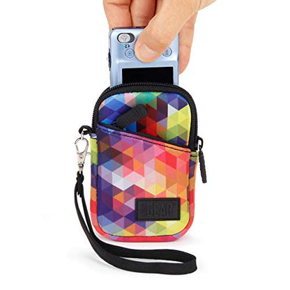 USA Gear Small Camera Pouch with Wrist Strap, Belt Loop - Small Digital Camera Case Fits Canon Powershot, Sony Cybershot, Nikon Coolpix, Kodak PIXPRO, G7 Mark iii - Fits 4.5 Inch Models - color: Geometric