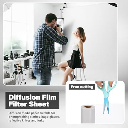 Nezyo Light Diffuser Sheet Diffusion Film Sheet Lighting Gel Diffuser Roll White Diffusion Paper for LED Flash Strobe Light Photography Video(31.5 × 1181.2 Inch / 0.8 × 30 M) - size: 31.5 × 1181.2 Inch / 0.8 × 30 M