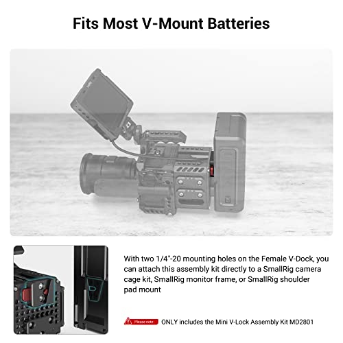 SmallRig Mini V-Lock Assembly Kit, V Mount Battery Plate, Quick Release Set with 1/4"-20 Threaded Holes - MD2801B | Mini V-Lock Assembly Kit,Lightweight for Smallrig V-Mount Battery VB99 SE / VB50 / VB99 / X99, Monitors, Magic Arms - style: M3 Hole