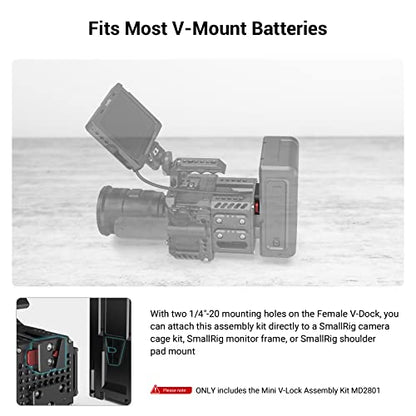 SmallRig Mini V-Lock Assembly Kit, V Mount Battery Plate, Quick Release Set with 1/4"-20 Threaded Holes - MD2801B | Mini V-Lock Assembly Kit,Lightweight for Smallrig V-Mount Battery VB99 SE / VB50 / VB99 / X99, Monitors, Magic Arms - style: M3 Hole