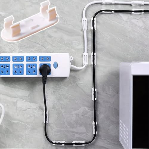 Wire Organizer Clips 15 Pack Clear Low-Profile Cord Holders for Under Desk Car Wall TV PC Ethernet Cable Management, White - color: White
