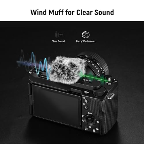 NEEWER Cold Shoe Wind Muff for ZV Series Vlog Cameras, Microphone Furry Windscreen with Cold Shoe Mount Adapter Accessory Compatible with Sony ZV1F ZVE10 ZV1 ZVE1 ZV1 II, CA133 Black - style: CA133 Black