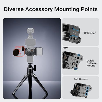 NEEWER Gimbal Camera Cage Compatible with Xtra Muse and DJI Osmo Pocket 4, Protective Action Camera Video Rig with Cold Shoe Mount Adapter Photography Accessories, No Assembly Needed, AC069