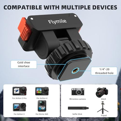 Action 5 Pro/4/3 Cold Shoe Adapter Mount, Magnetic Quick Release Holder for DJI Osmo 360, 180° Adjustable Cold Shoe Camera Adapter with 1/4" Screw Hole for DSLR Photography Accessories