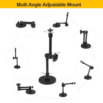 Mippko Magnetic Camera Mount for GoPro Hero/Insta 360 / DJI OSMO/AKASO Action Camera,3.46 inch Diam Magnetic Rubber Coating Base,10 inch Length Adjustable Aluminum Alloy Arm