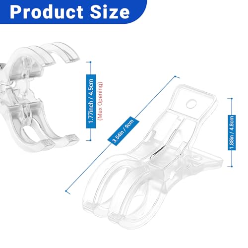 Rosellas 12 Pack Balloon Arch Clips, Plastic Transparent Backdrop Spring Clamps, 3.5" Heavy Duty Clip for Backdrop Stand, Photography Studios, Birthday Wedding Decoration, Crafts, Clothing