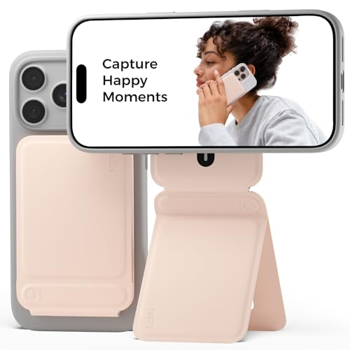 MOFT Phone Tripod Stand Selfie Stick for iPhone, Multi-Angles iPhone Stand, Lightweight & Portable Phone Holder, Strong Magnets, MOVAS Vegan Leather, Travel Essentials, Peach Pink (Without Card Slot) - color: Peach Pink x Without Card Slot, size: Without