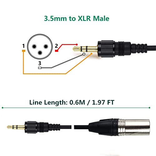 Locking 3.5mm to XLR Balanced Cable Adapter, Compatible With Sony UWP V1/D11/D21, Gold-Plated 1/8 Inch Connectors, 3-Pin Male, TRS to XLR Male Microphone Cable, 1.97 FT - size: 3.5mm XLR Cable Compatible with SONY V1/D11/D21