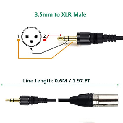Locking 3.5mm to XLR Balanced Cable Adapter, Compatible With Sony UWP V1/D11/D21, Gold-Plated 1/8 Inch Connectors, 3-Pin Male, TRS to XLR Male Microphone Cable, 1.97 FT - size: 3.5mm XLR Cable Compatible with SONY V1/D11/D21