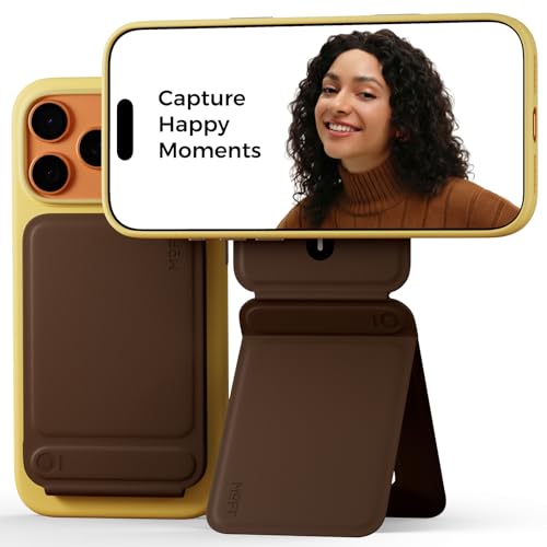 MOFT Phone Tripod Stand Selfie Stick for iPhone, Multi-Angles iPhone Stand, Lightweight & Portable Phone Holder, Strong Magnets, MOVAS Vegan Leather, Travel Essentials, Brownie (Without Card Slot) - color: Brownie x Without Card Slot, size: Without Card S