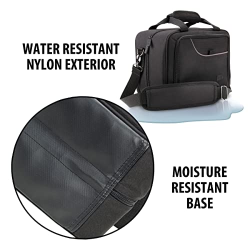 USA Gear Audio Interface Case Fits Zoom PodTrak P4, PodTrak P2, Focusrite Vocaster One, PreSonus Revelator io44 & more Podcast Interfaces - Padded Customizable Interior, Shoulder Strap (Black) - color: Black