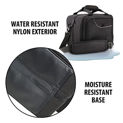 USA Gear Audio Interface Case Fits Zoom PodTrak P4, PodTrak P2, Focusrite Vocaster One, PreSonus Revelator io44 & more Podcast Interfaces - Padded Customizable Interior, Shoulder Strap (Black) - color: Black
