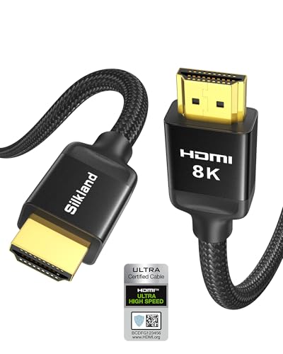 Silkland 8K HDMI eARC/ARC Cable 2.1, 3.3FT Certified Ultra High Speed HDMI® Cable [8K@60Hz, 4K@120Hz] Dolby Atmos Vision, 48Gbps, HDR, HDCP Compatible for Samsung/Vizio/SoundBar/Roku TV/BluRay - color: Black, size: 3.3 Feet, style: 1-Pack