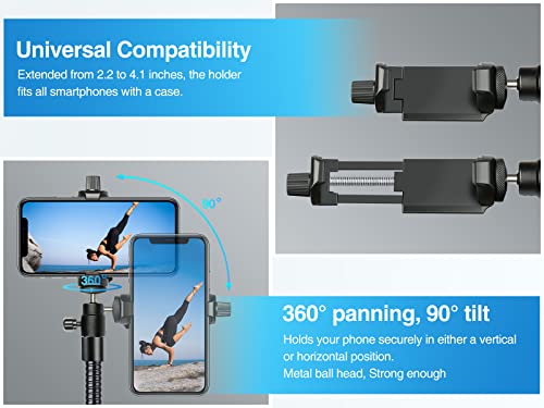 Elitehood 81" Tall Flexible Tripod Stand for iPhone with 17in Adjustable Gooseneck with Remote Compatible with iPhone 13 Pro Max / 13 Pro / 12 Pro Max, Android Phone - style: Heavy Duty Tripod