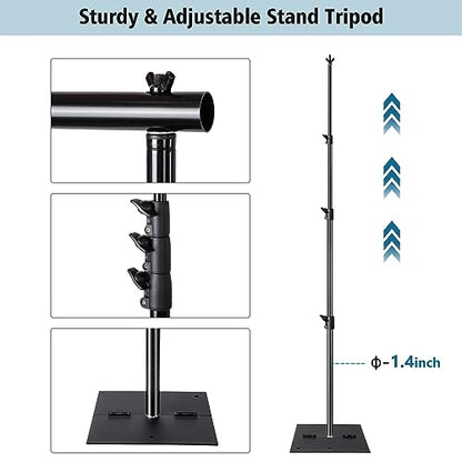 HYJ-INC Heavy Duty Backdrop Stand Pipe and Drape Photography Backdrop Stand Kit Adjustable Photo Background Stand 10ft x 10ft with Metal Base, 4 Clamps,Carrying Bag for Photography Video Studio