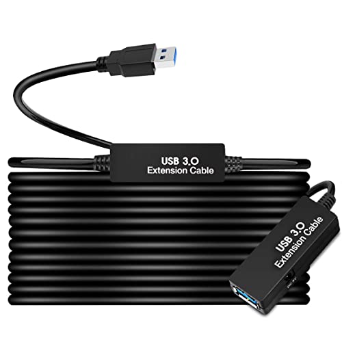 50FT USB 3.0 Active Extension Cable, USB Extension Cord A/M to A/F (15M) for USB HUB,Webcam,Xbox,Oculus Quest 2/3 VR,PS4,Printer,External Hard Disk - size: 50FT