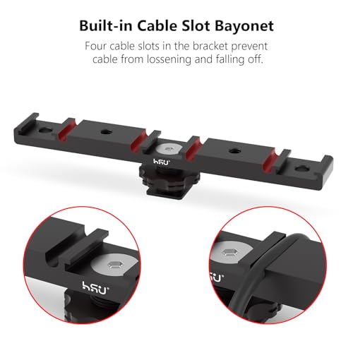 HSU Cold Shoe Mount Bracket, Triple-Head Hot Shoe Mount, and 1/4 Screw Port, Aluminum Cold Shoe Plate Adapter with Cable Slot Bayonet for Microphone, Led Video Light, Monitor (Extension), HGP322L - color: Extension
