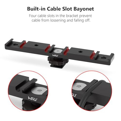 HSU Cold Shoe Mount Bracket, Triple-Head Hot Shoe Mount, and 1/4 Screw Port, Aluminum Cold Shoe Plate Adapter with Cable Slot Bayonet for Microphone, Led Video Light, Monitor (Extension), HGP322L - color: Extension