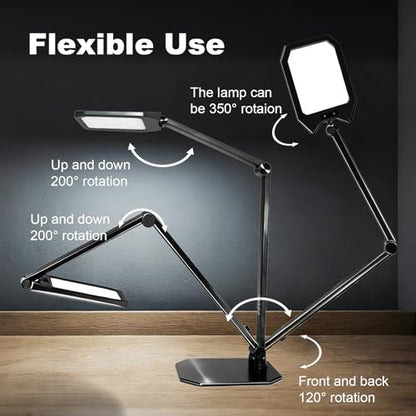 NS Pro LED Desk Lamp with Remote, Eye-Caring CRI95+ Dimmable Light, 3000K–6000K Adjustable Color Temperature, Flexible Clamp or Base Mount, Memory Function Desk Lamp for Office, Study & Zoom Meetings