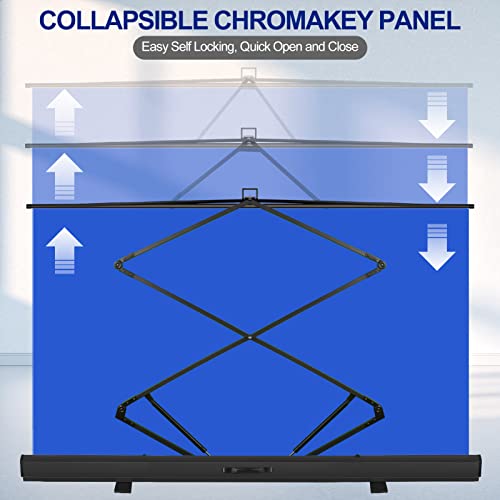 Emart 77in x 92in Collapsible Blue Backdrop Retractable Chromakey Photo Background with Solid Aluminium Base, Auto-Locking Frame, Wrinkle- Resistant Fabric for Video Studio, Live Game,Streaming - color: Blue, size: 77x92in