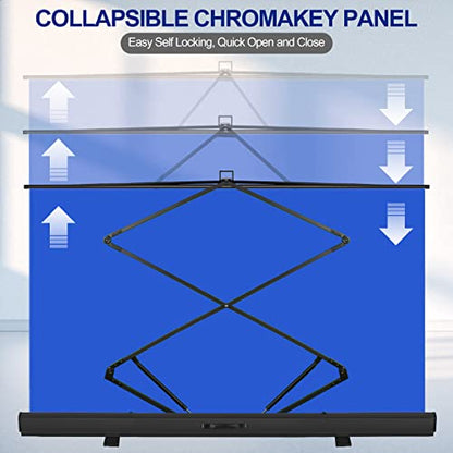 Emart 77in x 92in Collapsible Blue Backdrop Retractable Chromakey Photo Background with Solid Aluminium Base, Auto-Locking Frame, Wrinkle- Resistant Fabric for Video Studio, Live Game,Streaming - color: Blue, size: 77x92in