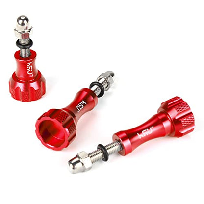 HSU Aluminum Thumbscrew Set + Wrench for Gopro Hero 13, 12, 11, 10, 9, 8, 7, 6, 5, 4, 3, AKASO Campark and Other Action Cameras (3pcs, Red) - color: Thumbscrew Set + Wrench(Red)