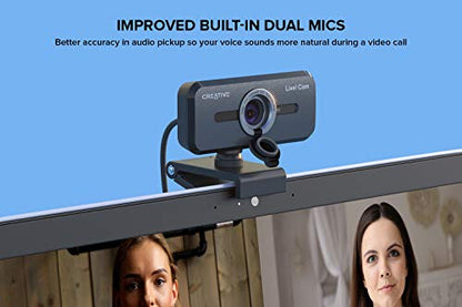 Creative Live! Cam Sync 1080p V2 Full HD Wide-Angle USB Webcam with Auto Mute and Noise Cancellation for Video Calls, Improved Dual Built-in Mic, Privacy Lens Cap, Universal Tripod Mount… - style: 1080p with SmartComms Kit