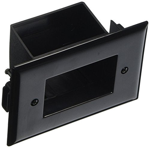 DATA COMM Electronics 45-0008-BK Easy-Mount Recessed Low-Voltage In Wall Plate Cable Pass Through, Slim Profile, Fits Behind Ultra-Thin TV Mounts, TV Cord Hider, Black - style: Black - Bullnose Plate / 1-Pack