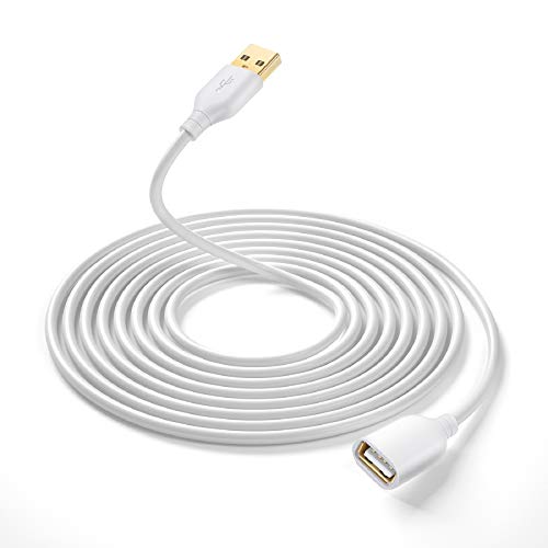 USB Extension Cable, 16ft/5m USB 2.0 Type A Male to A Female Extension Cord USB Cable Extender with Gold-Plated Connectors for Hard Drive,WiFi,Keyboard,Mouse,Printer,LED Lights-White - color: White, size: 16 feet
