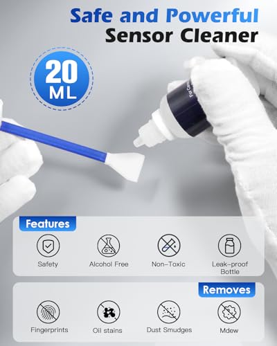 Zacro Camera Cleaning Kit 16mm APS-C Frame Sensor Cleaning Swab*8 + 20ml Sensor Cleaner for DSLR SLR Digital Camera CMOS Sensor Cleaning, Compatible with Nikon Sony Canon - size: 16mm