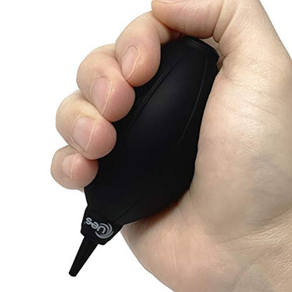 UES Camera Air Blower Dust Blaster for DSLR, SLR, Mirrorless Camera Lens & Sensor Cleaning | Premium Rubber Squeeze Bulb Dust Pump for Keyboards, Watches, Coffee Grinders & Electronics - Black