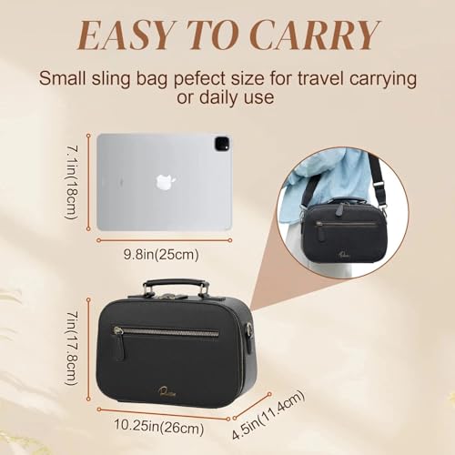 Camera Sling Bag, Waterproof PU Leather Crossbody Camere Bag for Photographers, Small Shockproof Case with Removable Dividers for DSLR/SLR/Mirrorless, 4L Black - color: Black
